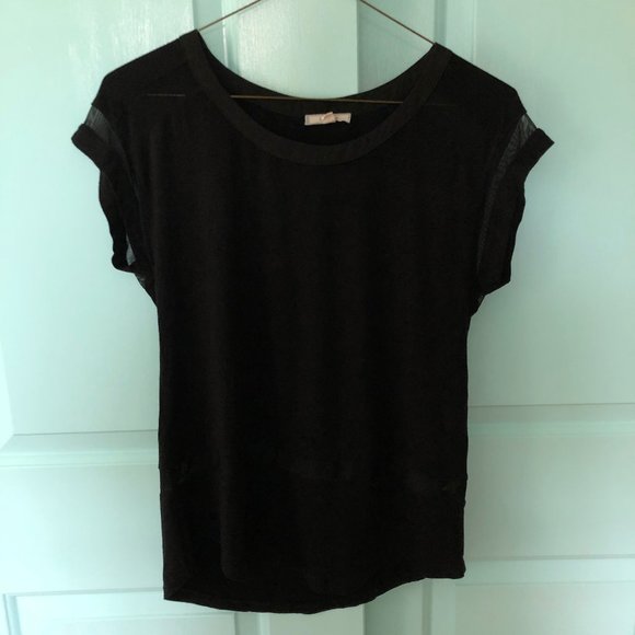 Pleione Tops - Pleione Mesh Detailed Short Sleeve Top